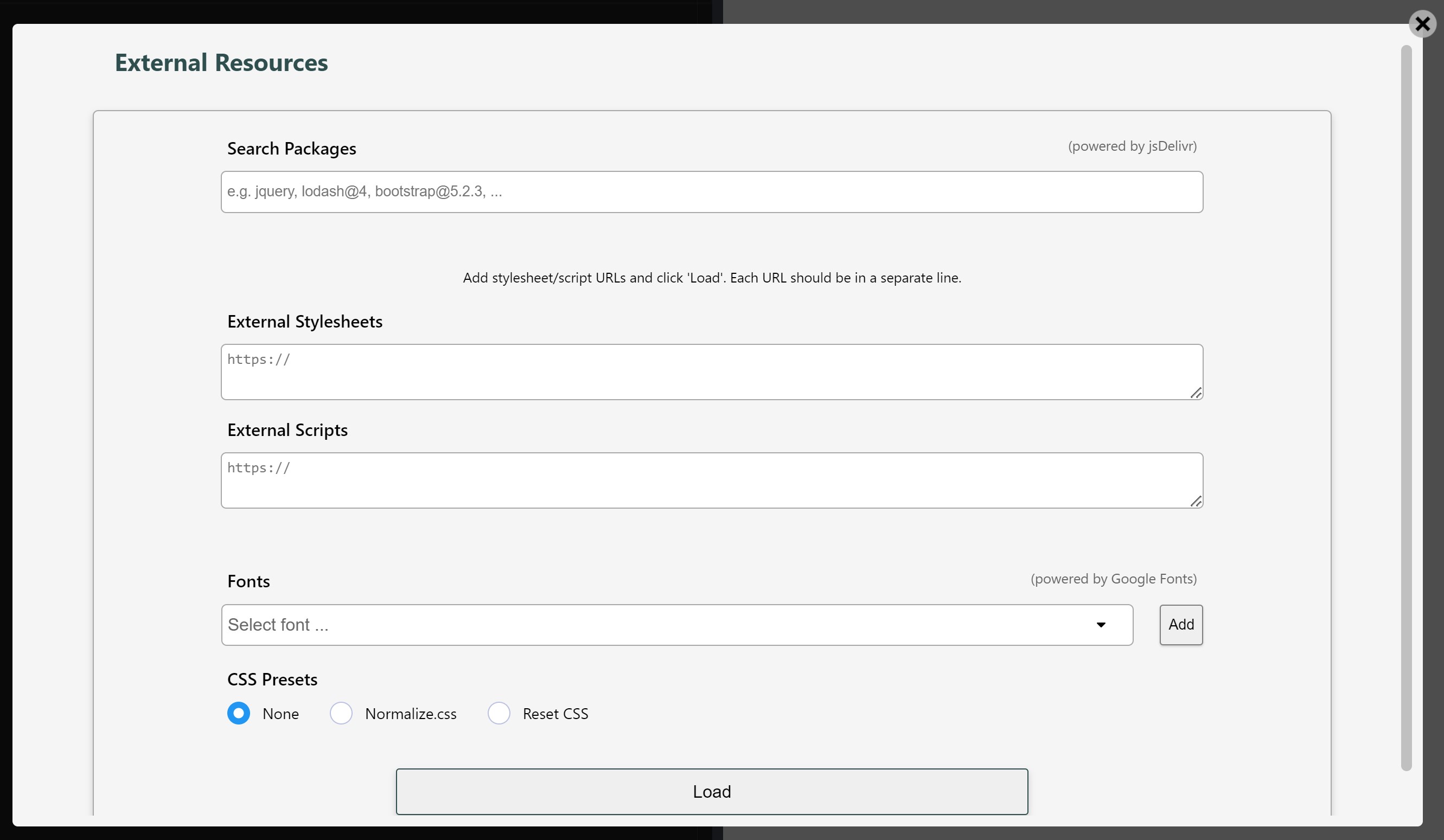 Add external resources