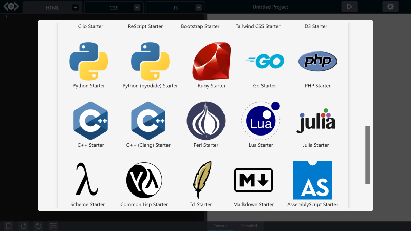 ... a large number of starter templates