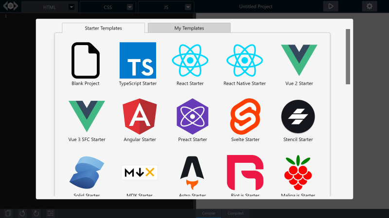 Starter templates for quick start